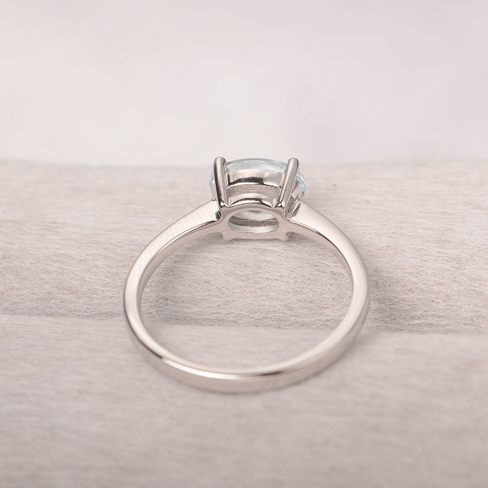 Aquamarine Horizontal Oval Solitaire Engagement Rings - LUO Jewelry