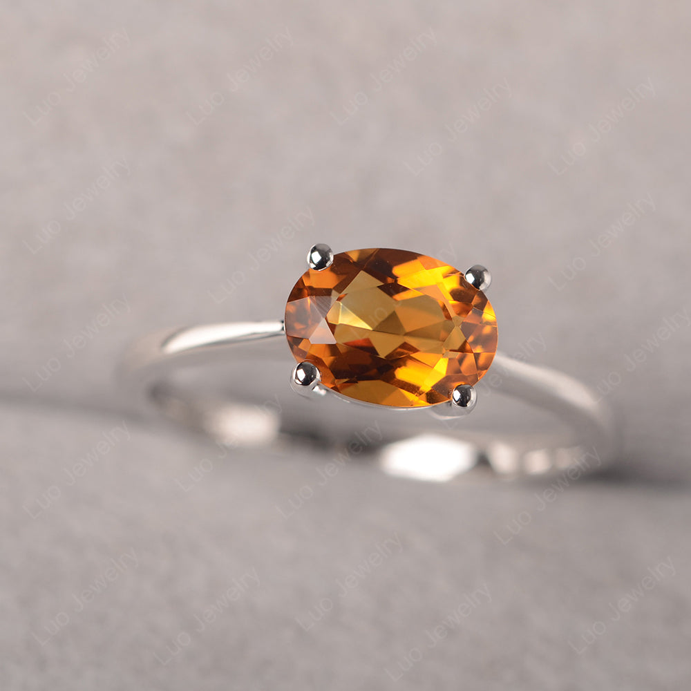 Citrine Horizontal Oval Solitaire Engagement Rings - LUO Jewelry