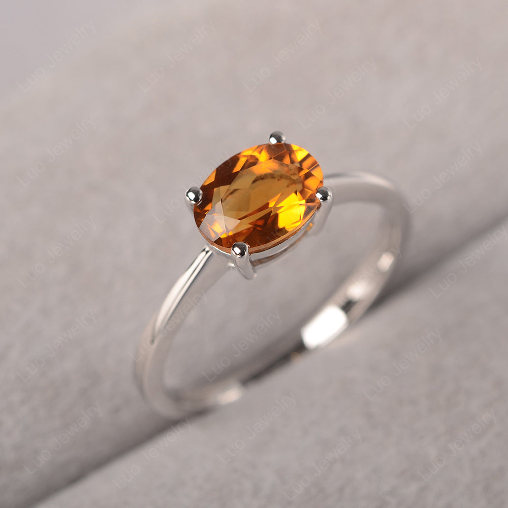 Citrine Horizontal Oval Solitaire Engagement Rings - LUO Jewelry