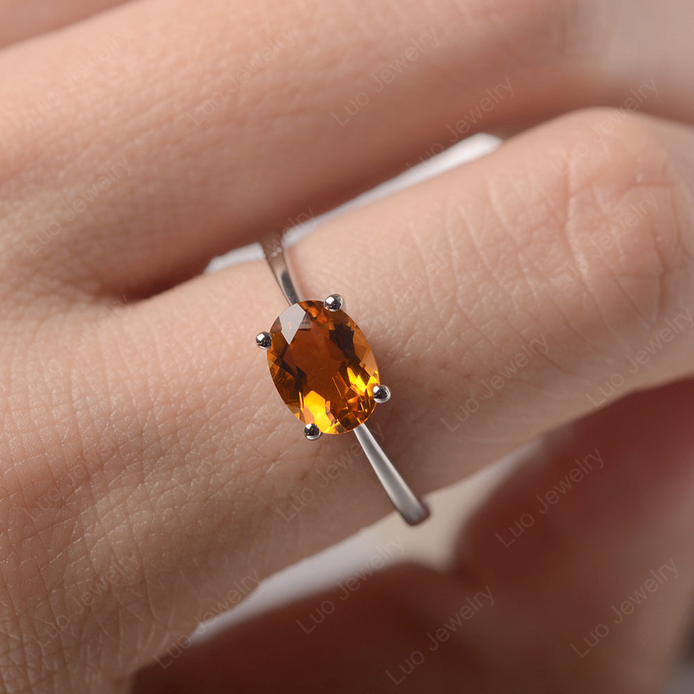 Citrine Horizontal Oval Solitaire Engagement Rings - LUO Jewelry