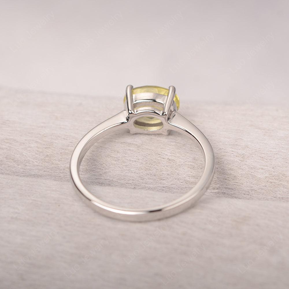Lemon Quartz Horizontal Oval Solitaire Engagement Rings - LUO Jewelry