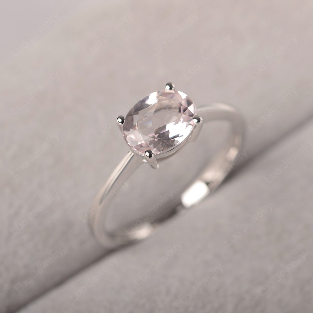 Morganite Horizontal Oval Solitaire Engagement Rings - LUO Jewelry
