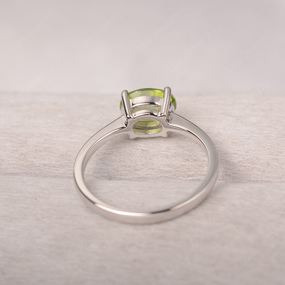 Peridot Horizontal Oval Solitaire Engagement Rings - LUO Jewelry