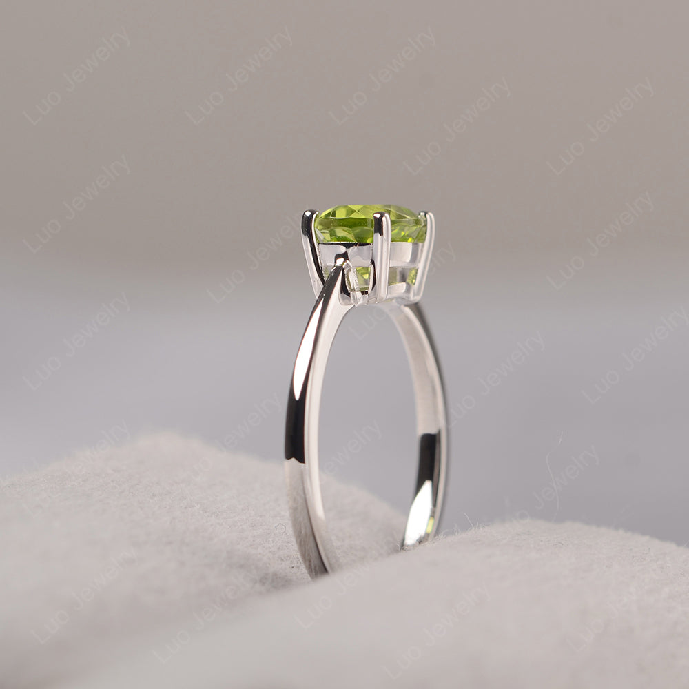 Peridot Horizontal Oval Solitaire Engagement Rings - LUO Jewelry