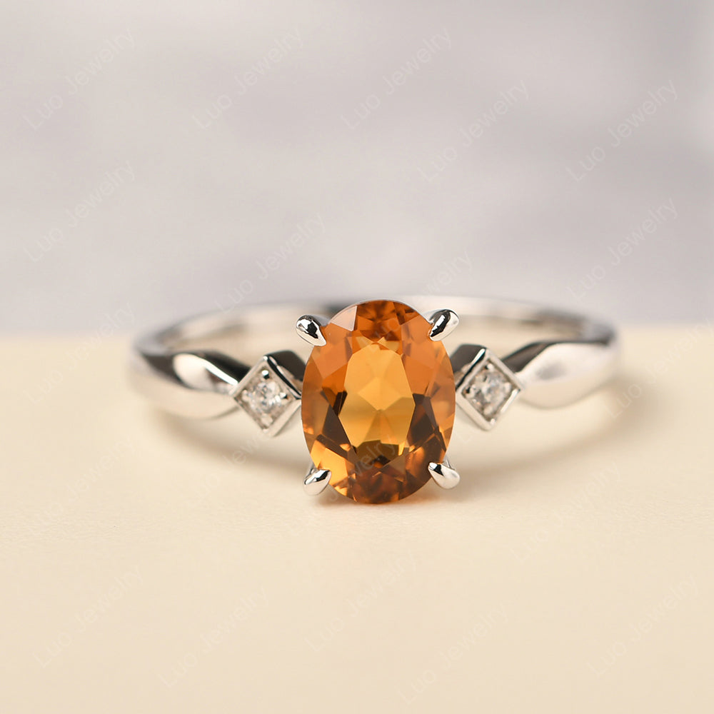 Citrine Ring Vintage Oval Wedding Rings - LUO Jewelry