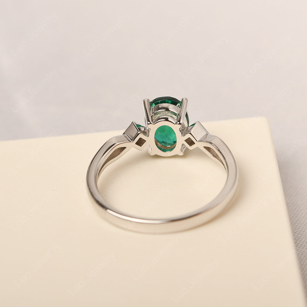 Lab Emerald Ring Vintage Oval Wedding Rings - LUO Jewelry