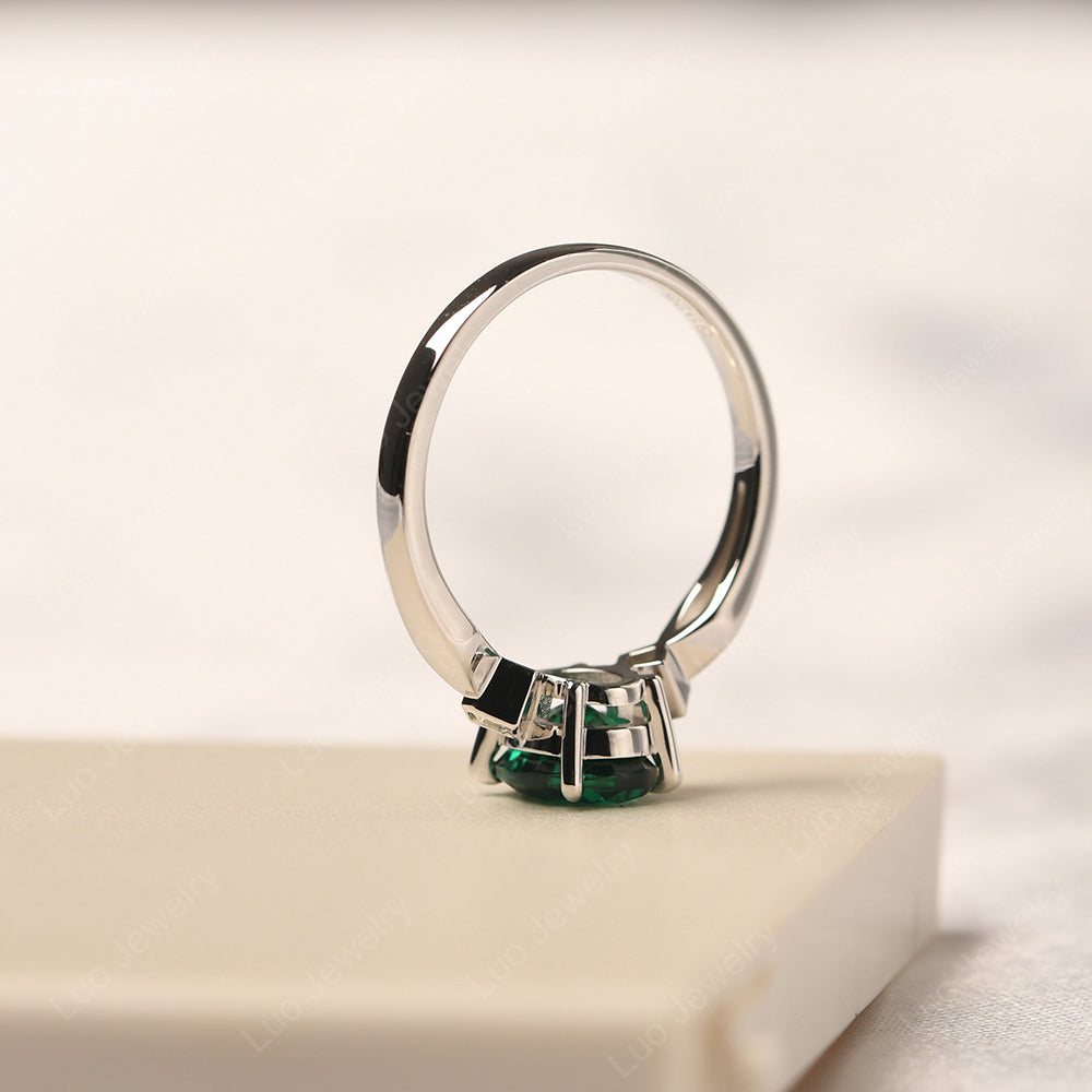 Lab Emerald Ring Vintage Oval Wedding Rings - LUO Jewelry
