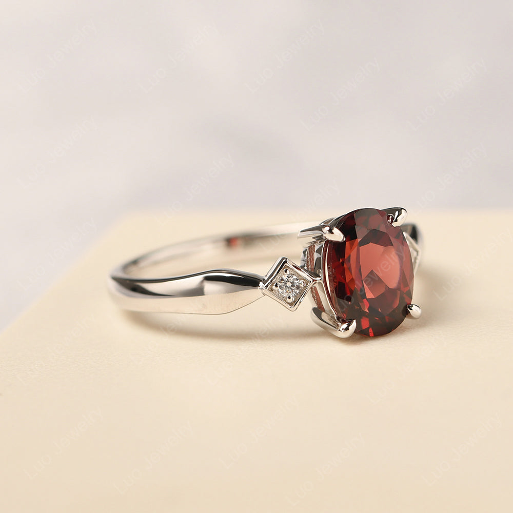 Garnet Ring Vintage Oval Wedding Rings - LUO Jewelry
