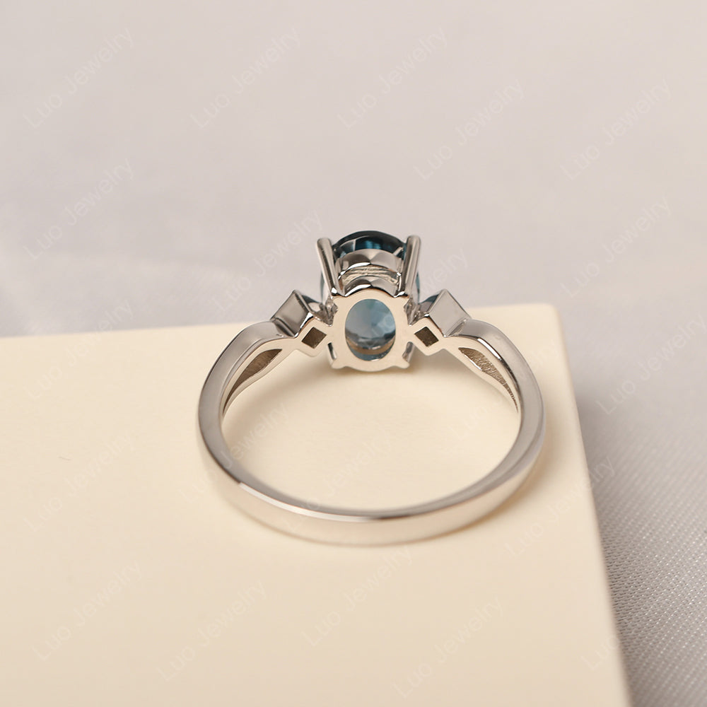 London Blue Topaz Ring Vintage Oval Wedding Rings - LUO Jewelry