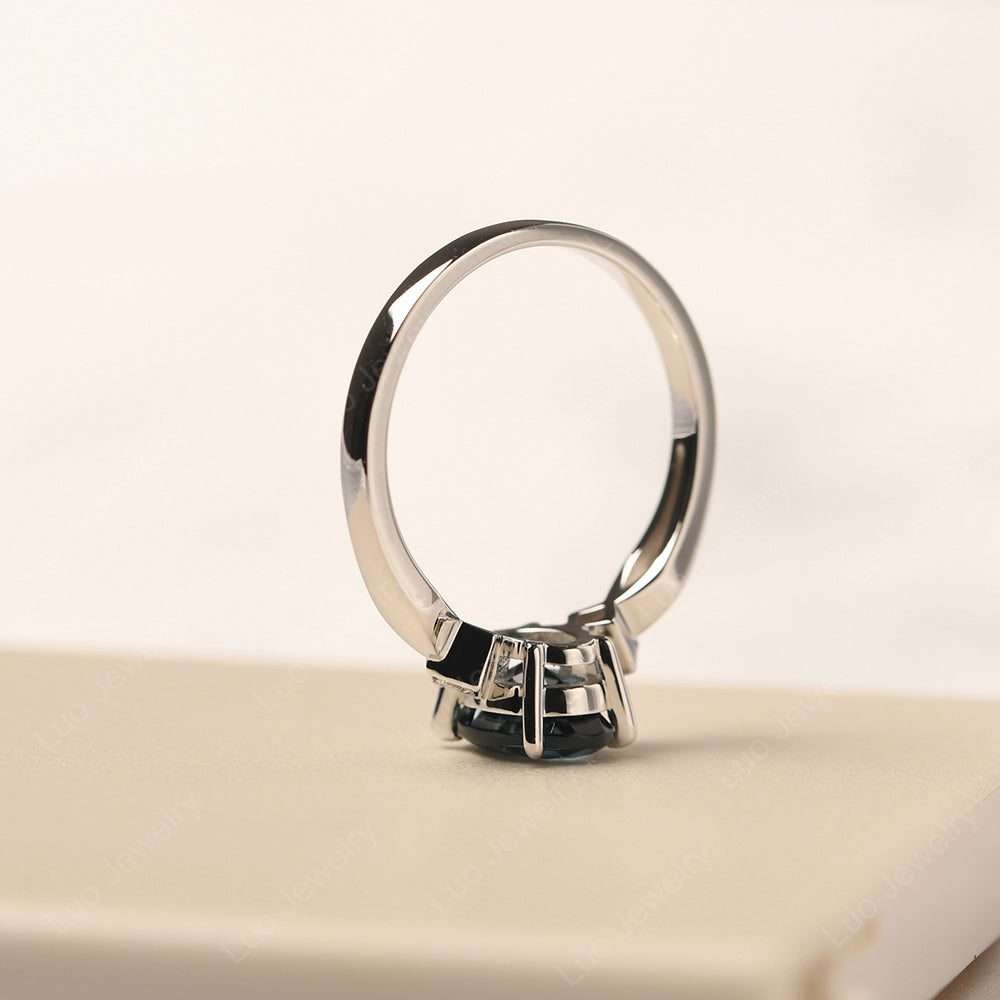 London Blue Topaz Ring Vintage Oval Wedding Rings - LUO Jewelry