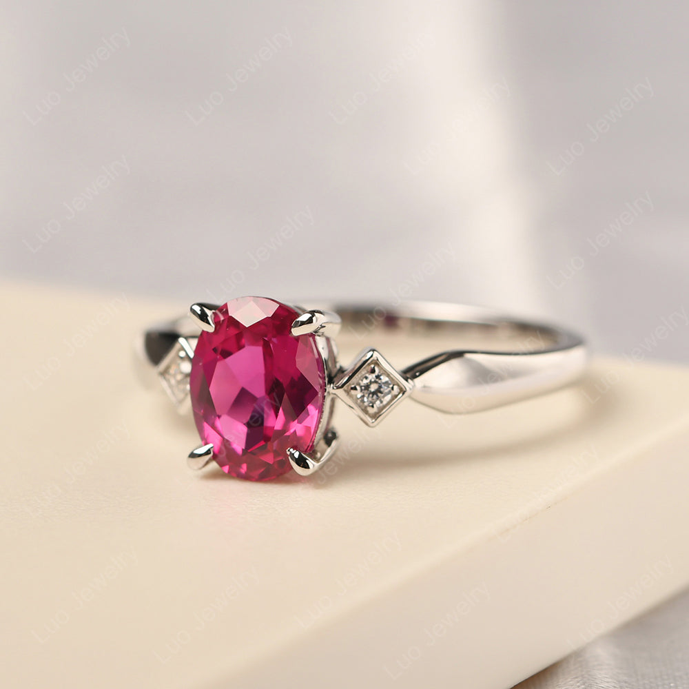 Ruby Ring Vintage Oval Wedding Rings - LUO Jewelry
