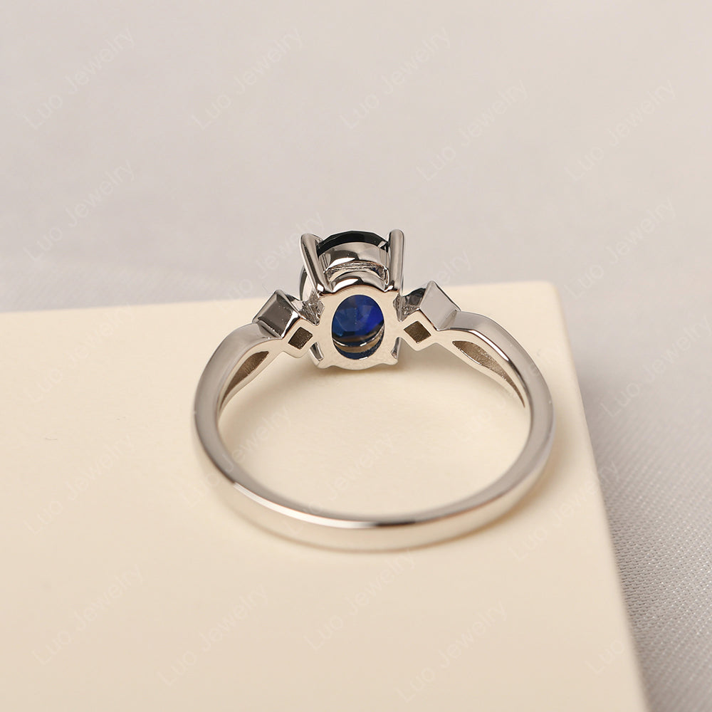 Lab Sapphire Ring Vintage Oval Wedding Rings - LUO Jewelry