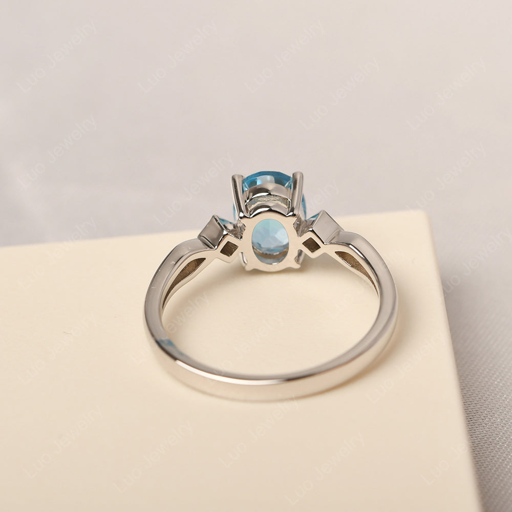 Swiss Blue Topaz Ring Vintage Oval Wedding Rings - LUO Jewelry