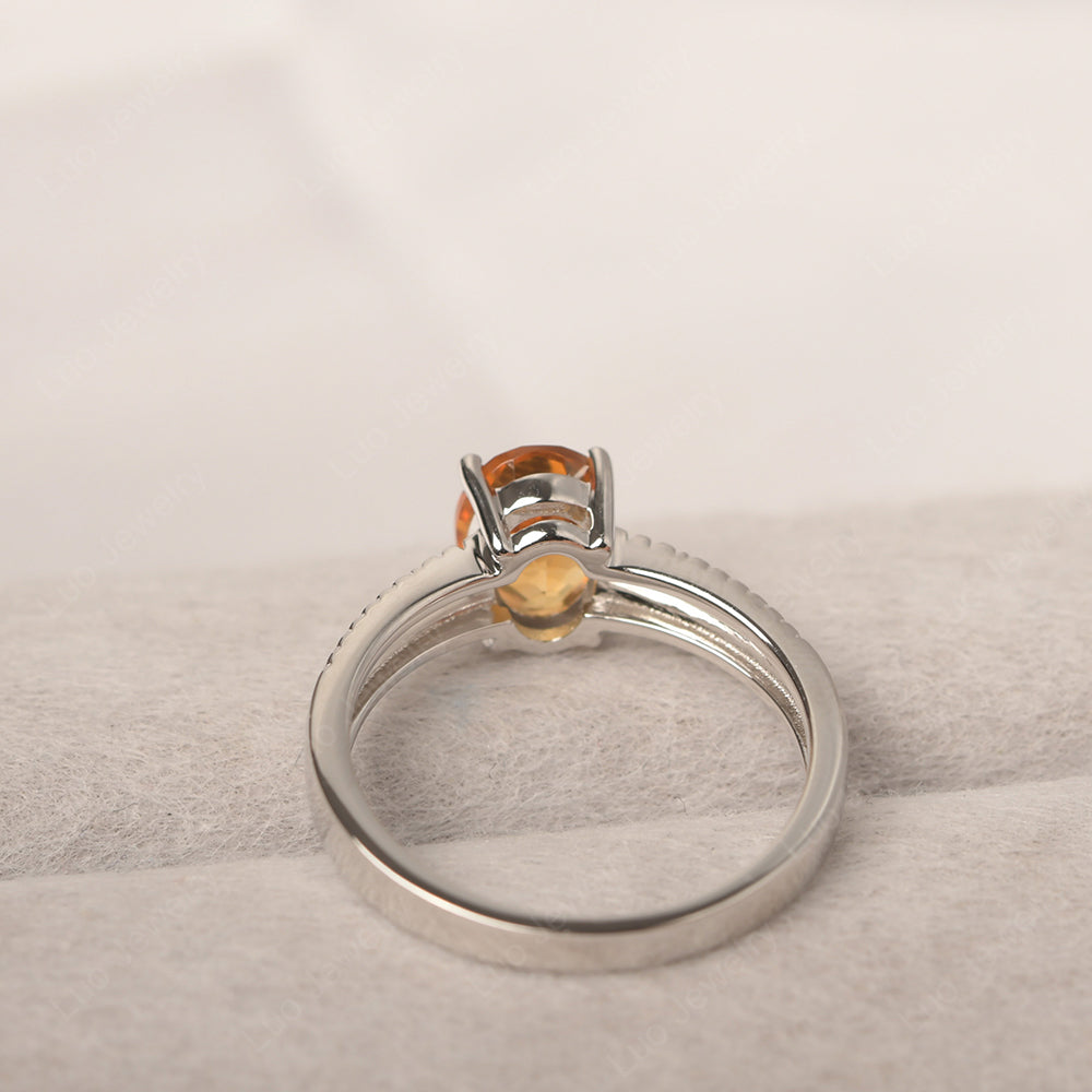 Oval Citrine Wide Band Engagement Ring - LUO Jewelry