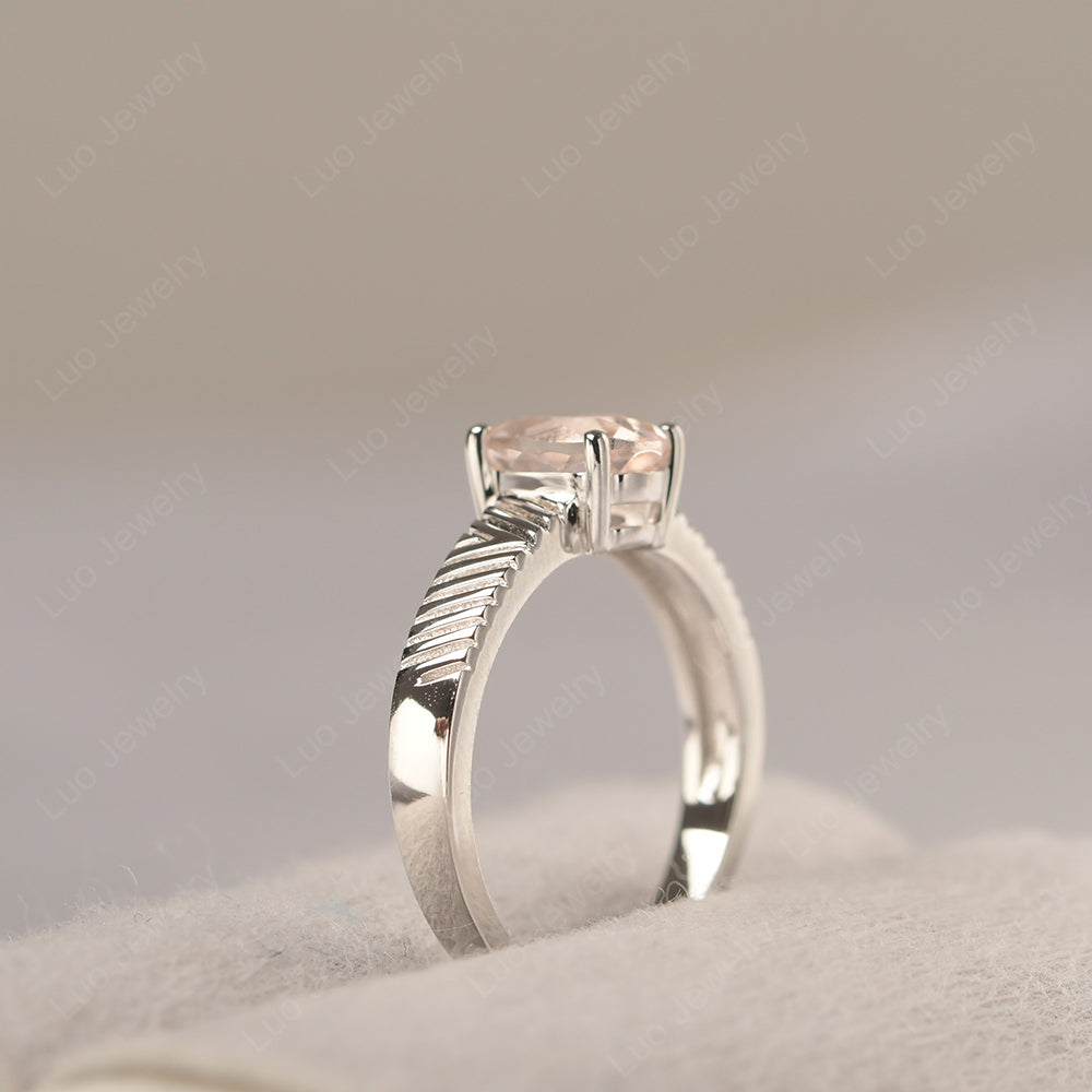 Oval Morganite Wide Band Engagement Ring - LUO Jewelry