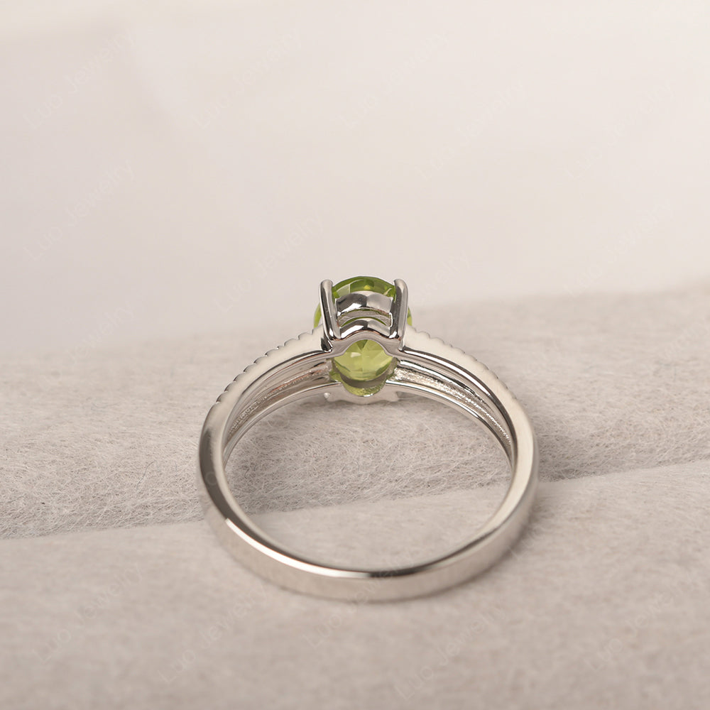 Oval Peridot Wide Band Engagement Ring - LUO Jewelry