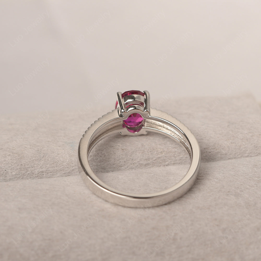 Oval Ruby Wide Band Engagement Ring - LUO Jewelry