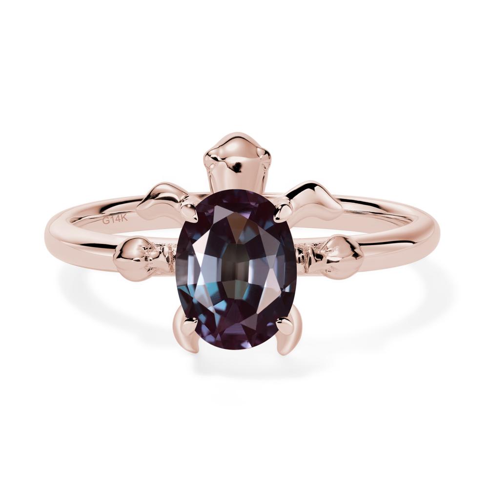 Oval Cut Alexandrite Turtle Ring - LUO Jewelry #metal_14k rose gold