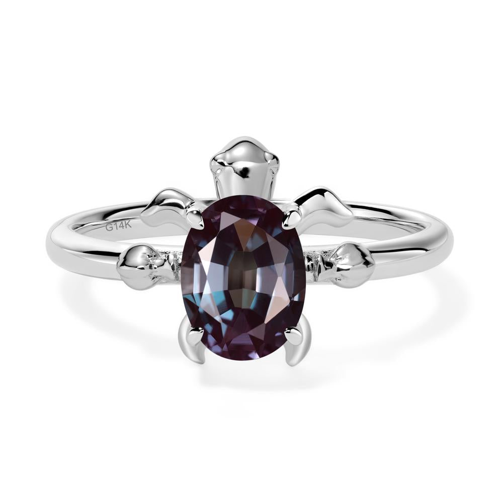 Oval Cut Alexandrite Turtle Ring - LUO Jewelry #metal_14k white gold