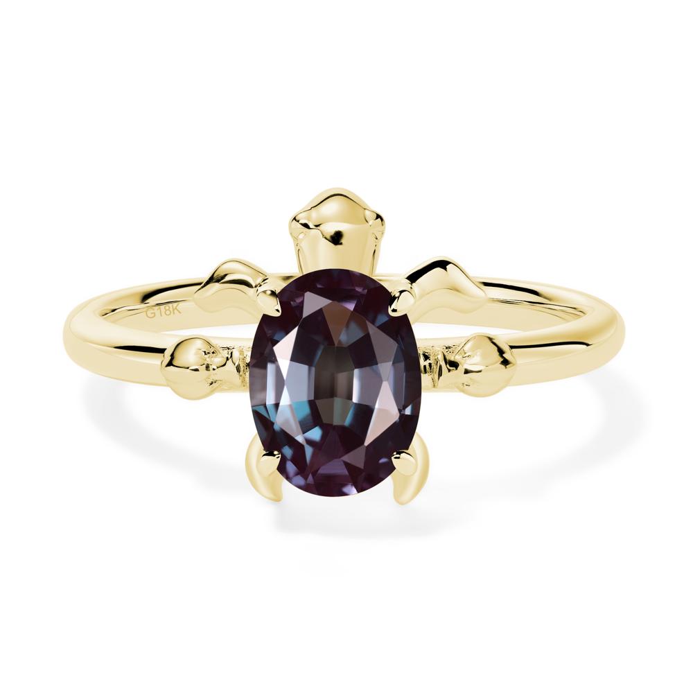 Oval Cut Alexandrite Turtle Ring - LUO Jewelry #metal_18k yellow gold