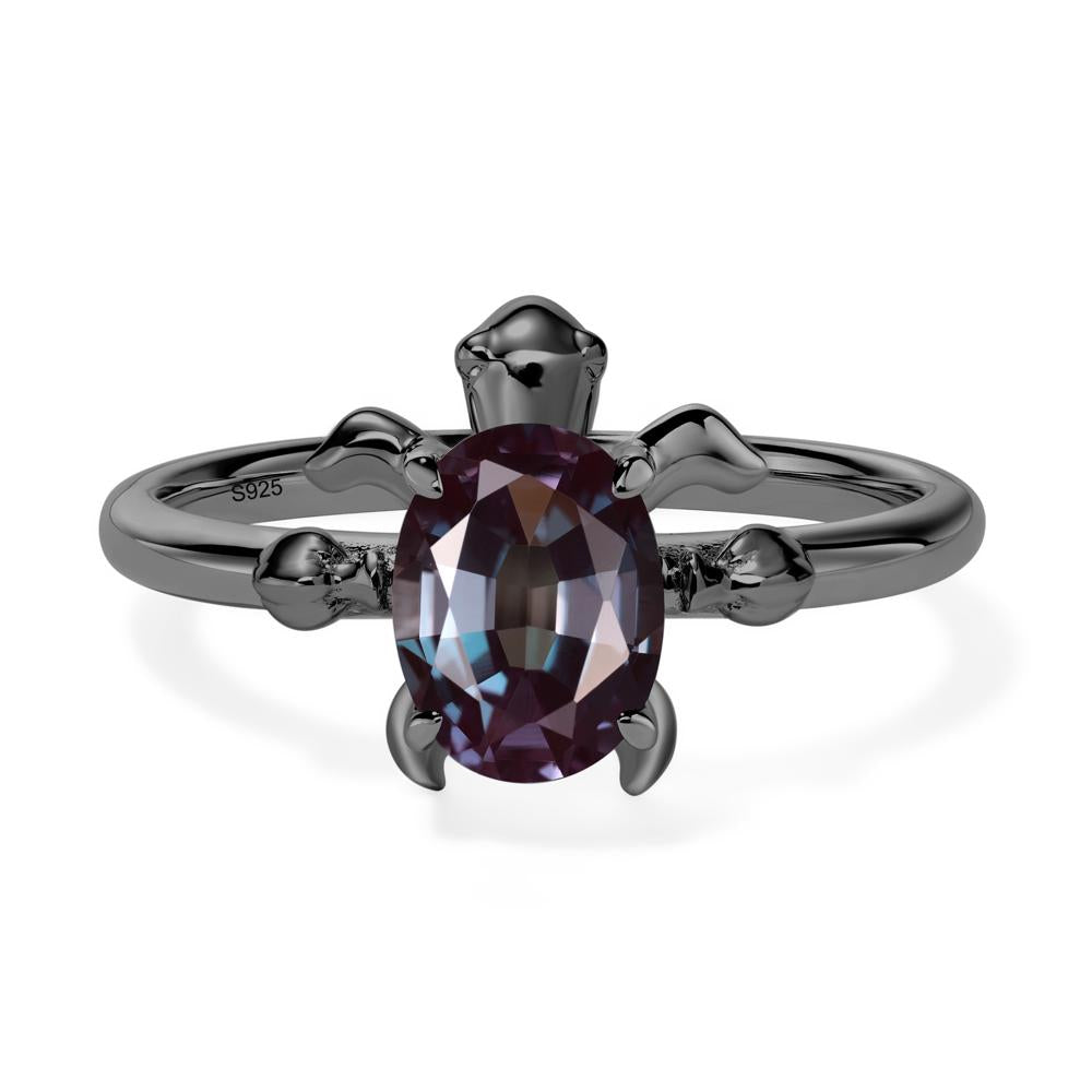 Oval Cut Alexandrite Turtle Ring - LUO Jewelry #metal_black finish sterling silver