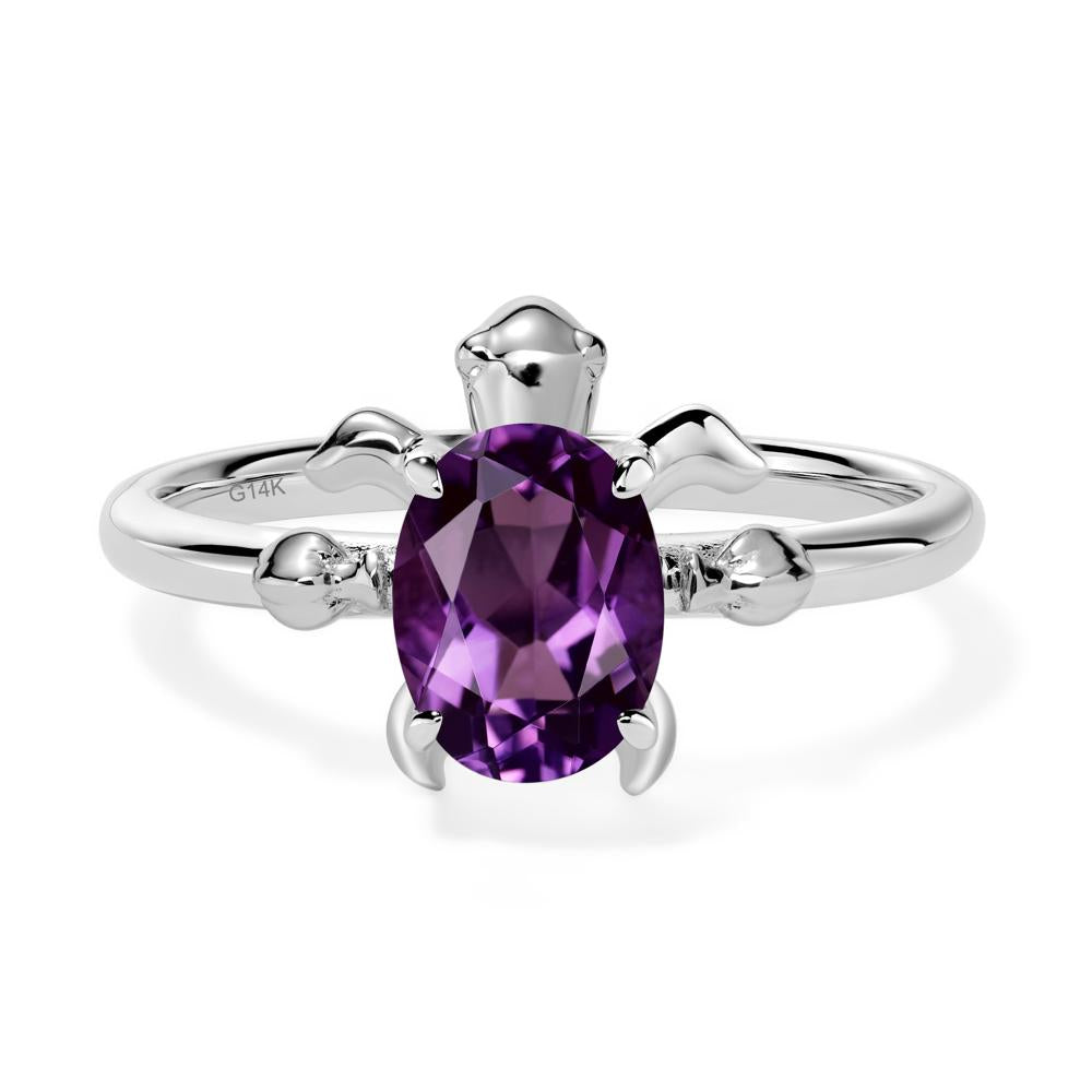 Oval Cut Amethyst Turtle Ring - LUO Jewelry #metal_14k white gold