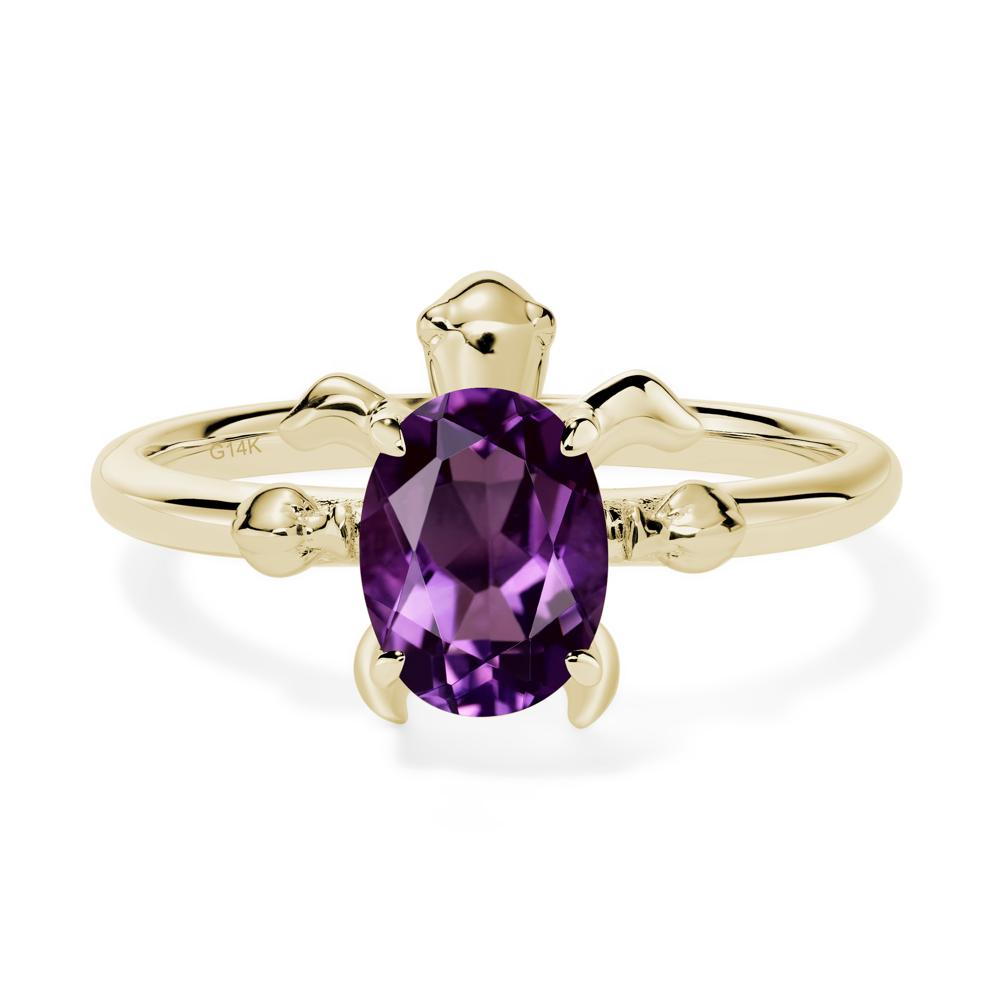 Oval Cut Amethyst Turtle Ring - LUO Jewelry #metal_14k yellow gold
