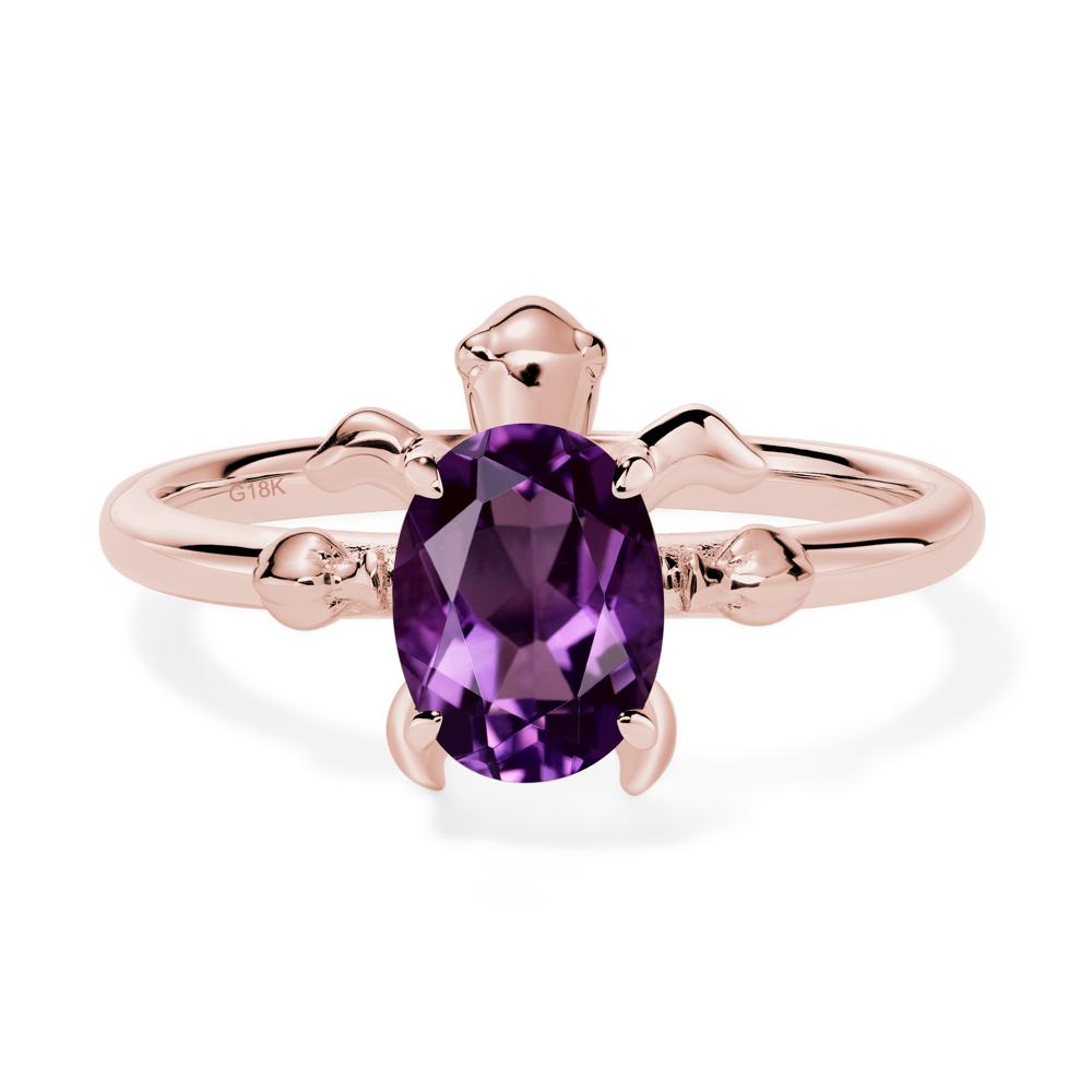 Oval Cut Amethyst Turtle Ring - LUO Jewelry #metal_18k rose gold