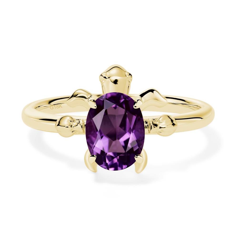 Oval Cut Amethyst Turtle Ring - LUO Jewelry #metal_18k yellow gold