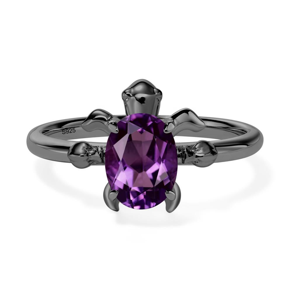 Oval Cut Amethyst Turtle Ring - LUO Jewelry #metal_black finish sterling silver
