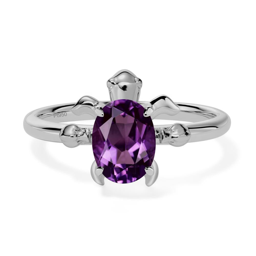 Oval Cut Amethyst Turtle Ring - LUO Jewelry #metal_platinum