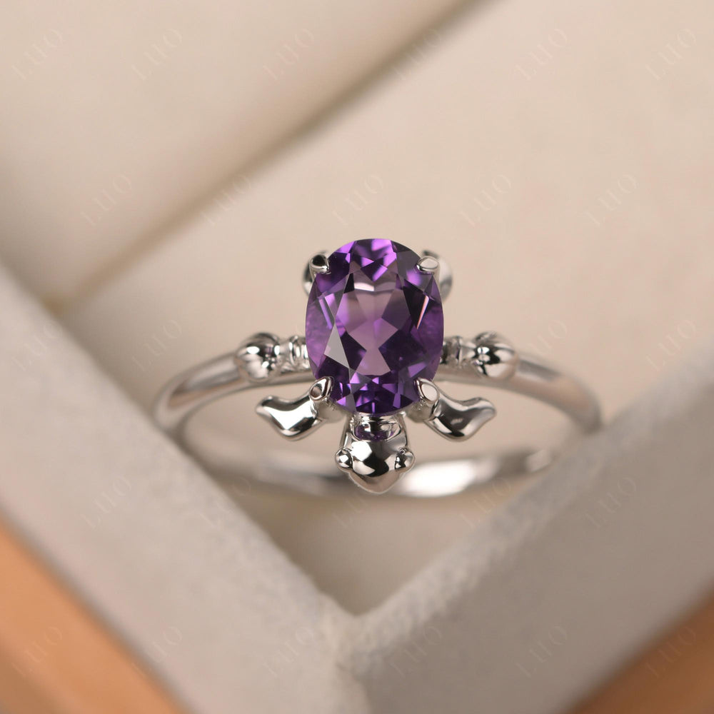 Tortoise Shaped Amethyst Ring White Gold - LUO Jewelry