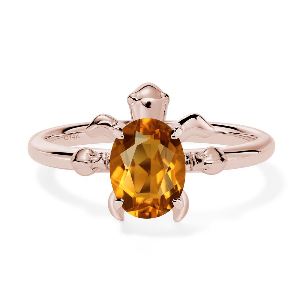 Oval Cut Citrine Turtle Ring - LUO Jewelry #metal_14k rose gold
