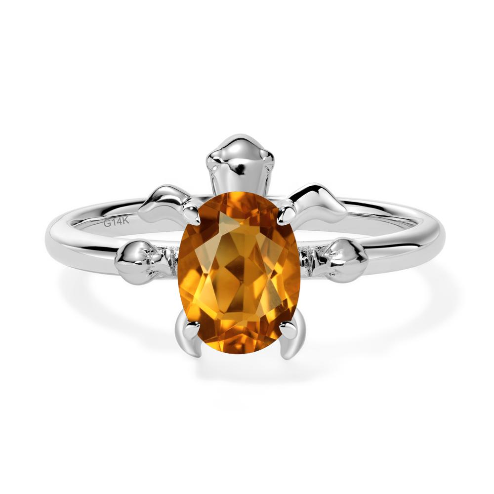 Oval Cut Citrine Turtle Ring - LUO Jewelry #metal_14k white gold