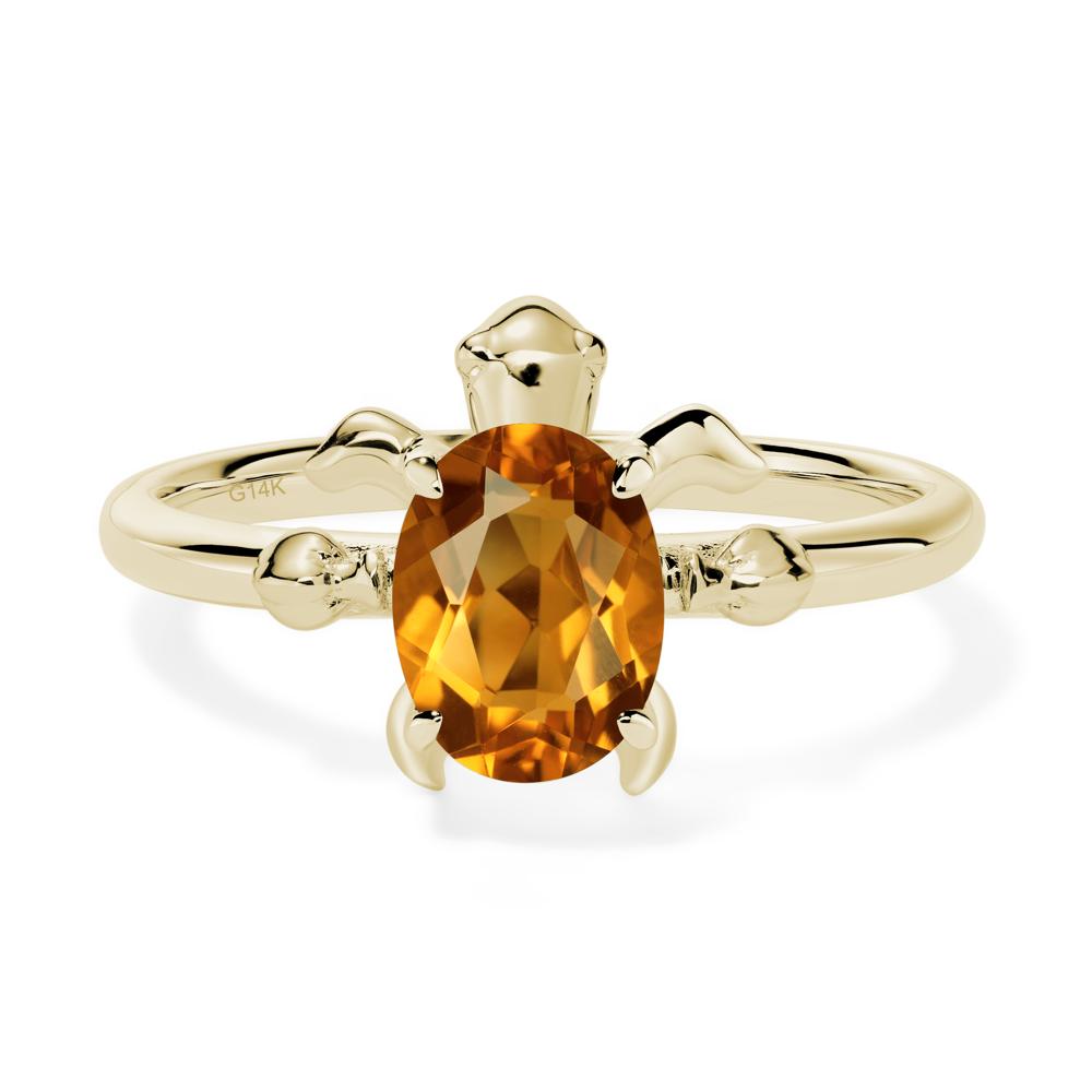 Oval Cut Citrine Turtle Ring - LUO Jewelry #metal_14k yellow gold