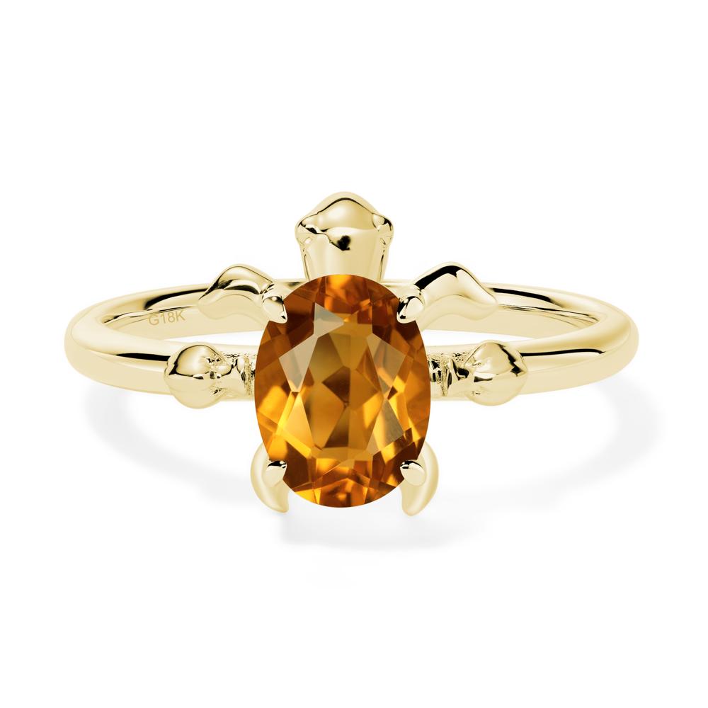 Oval Cut Citrine Turtle Ring - LUO Jewelry #metal_18k yellow gold