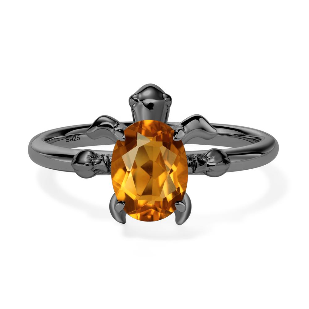 Oval Cut Citrine Turtle Ring - LUO Jewelry #metal_black finish sterling silver
