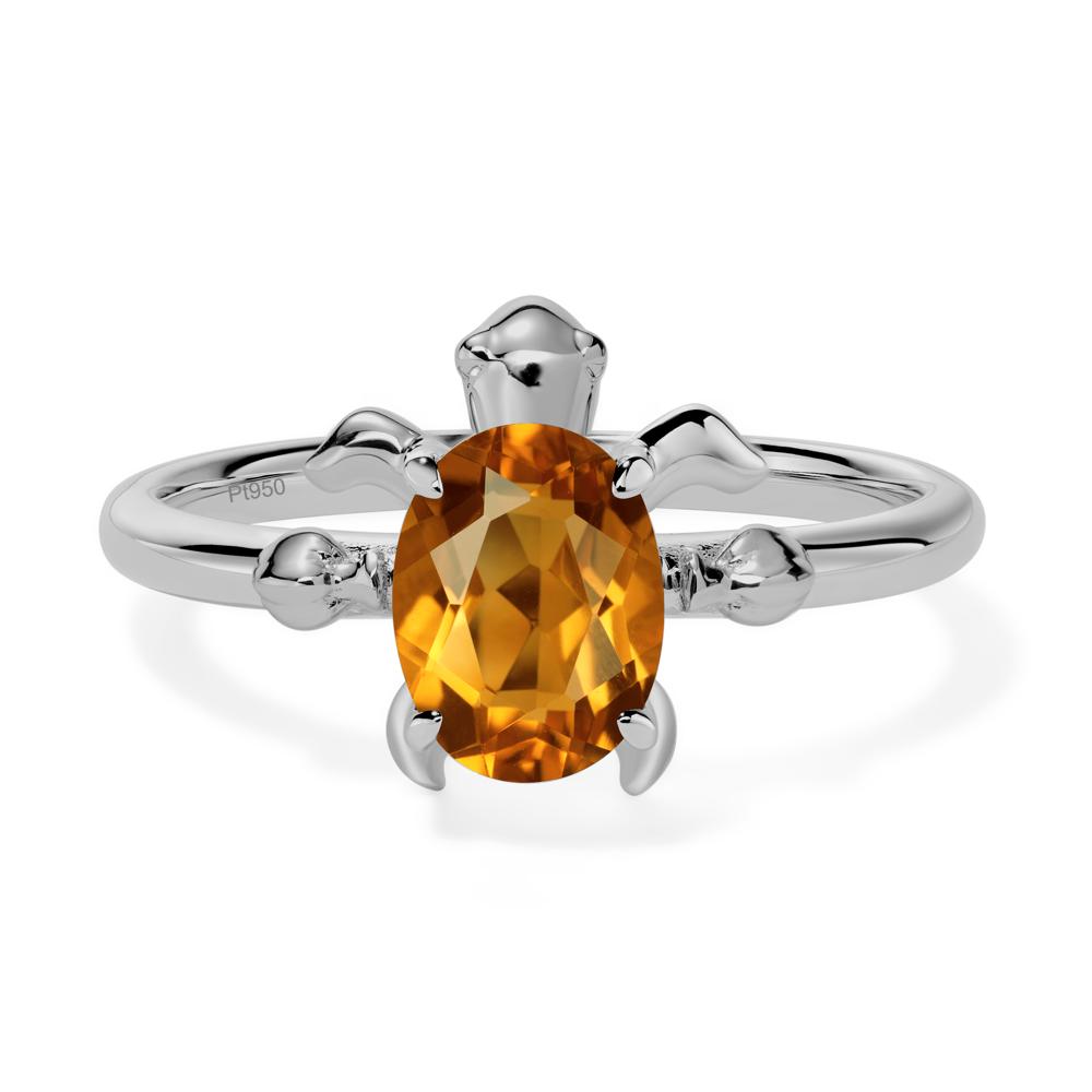 Oval Cut Citrine Turtle Ring - LUO Jewelry #metal_platinum