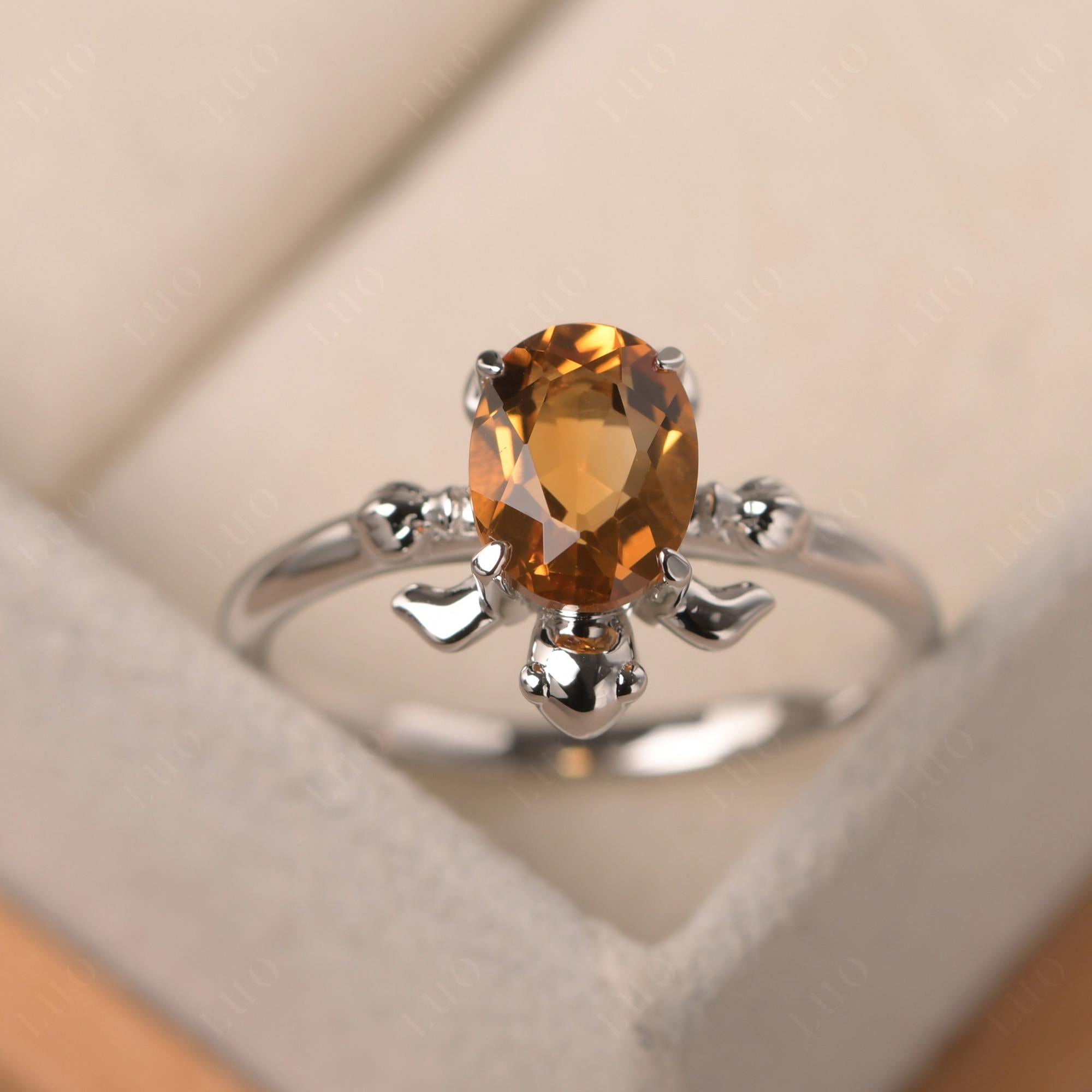 Oval Cut Citrine Turtle Ring - LUO Jewelry