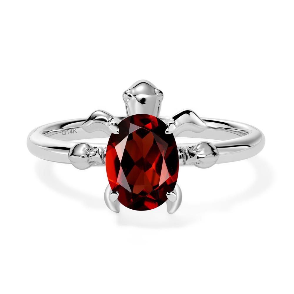 Oval Cut Garnet Turtle Ring - LUO Jewelry #metal_14k white gold