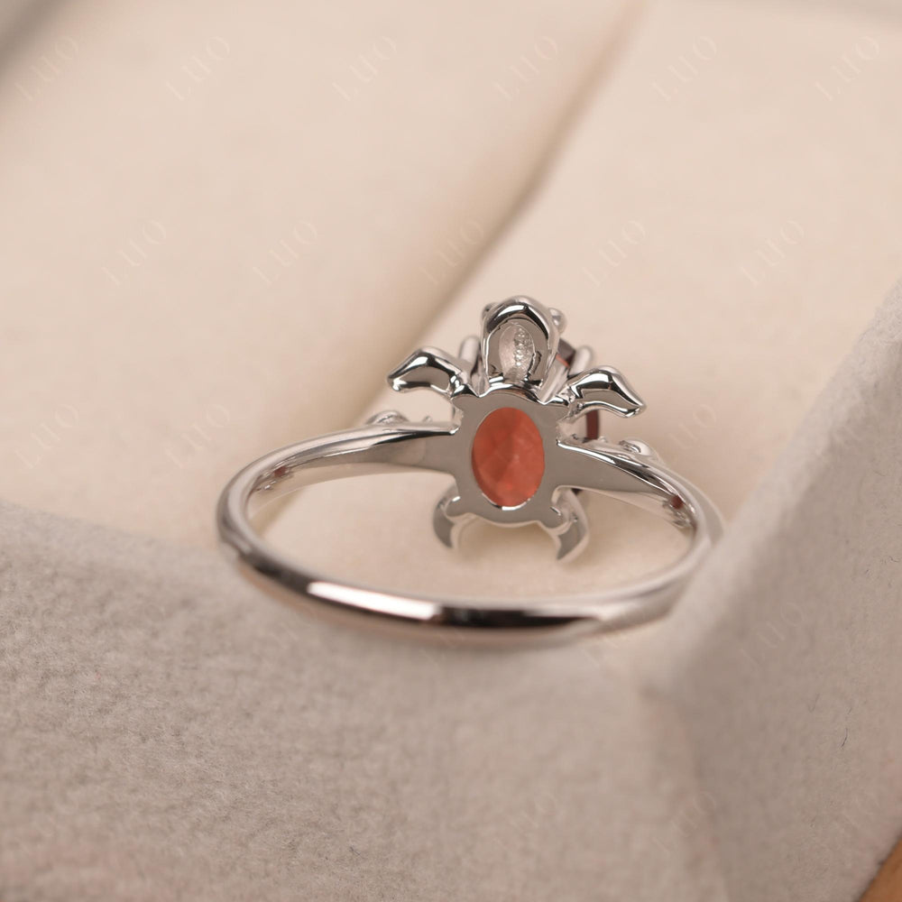 Tortoise Shaped Garnet Ring White Gold - LUO Jewelry