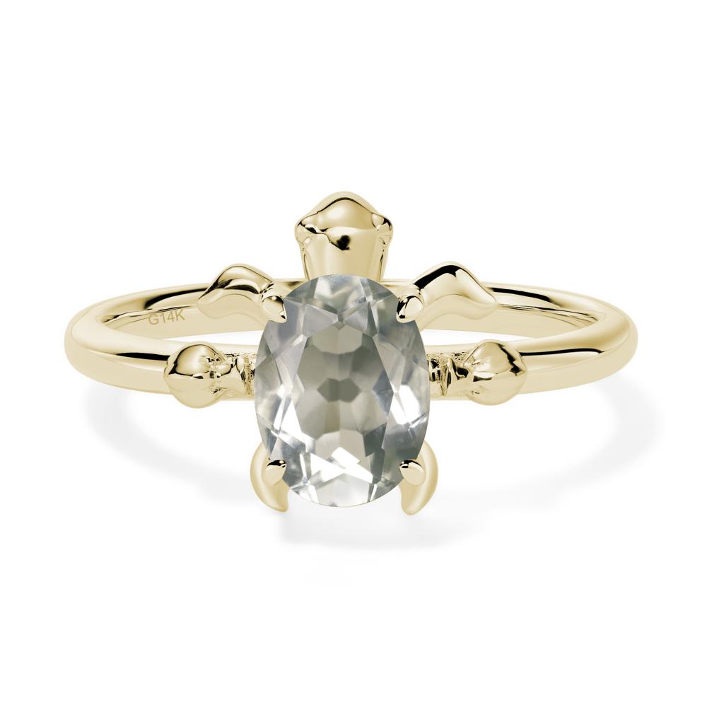 Oval Cut Green Amethyst Turtle Ring - LUO Jewelry #metal_14k yellow gold
