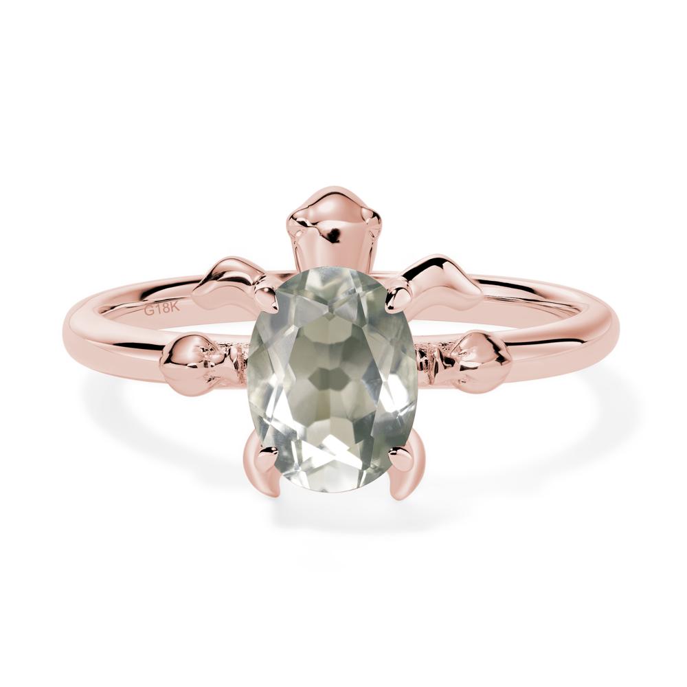 Oval Cut Green Amethyst Turtle Ring - LUO Jewelry #metal_18k rose gold