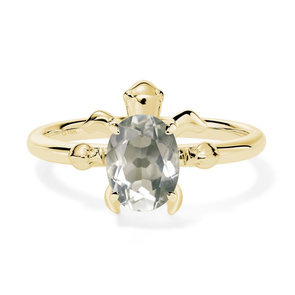 Oval Cut Green Amethyst Turtle Ring - LUO Jewelry #metal_18k yellow gold