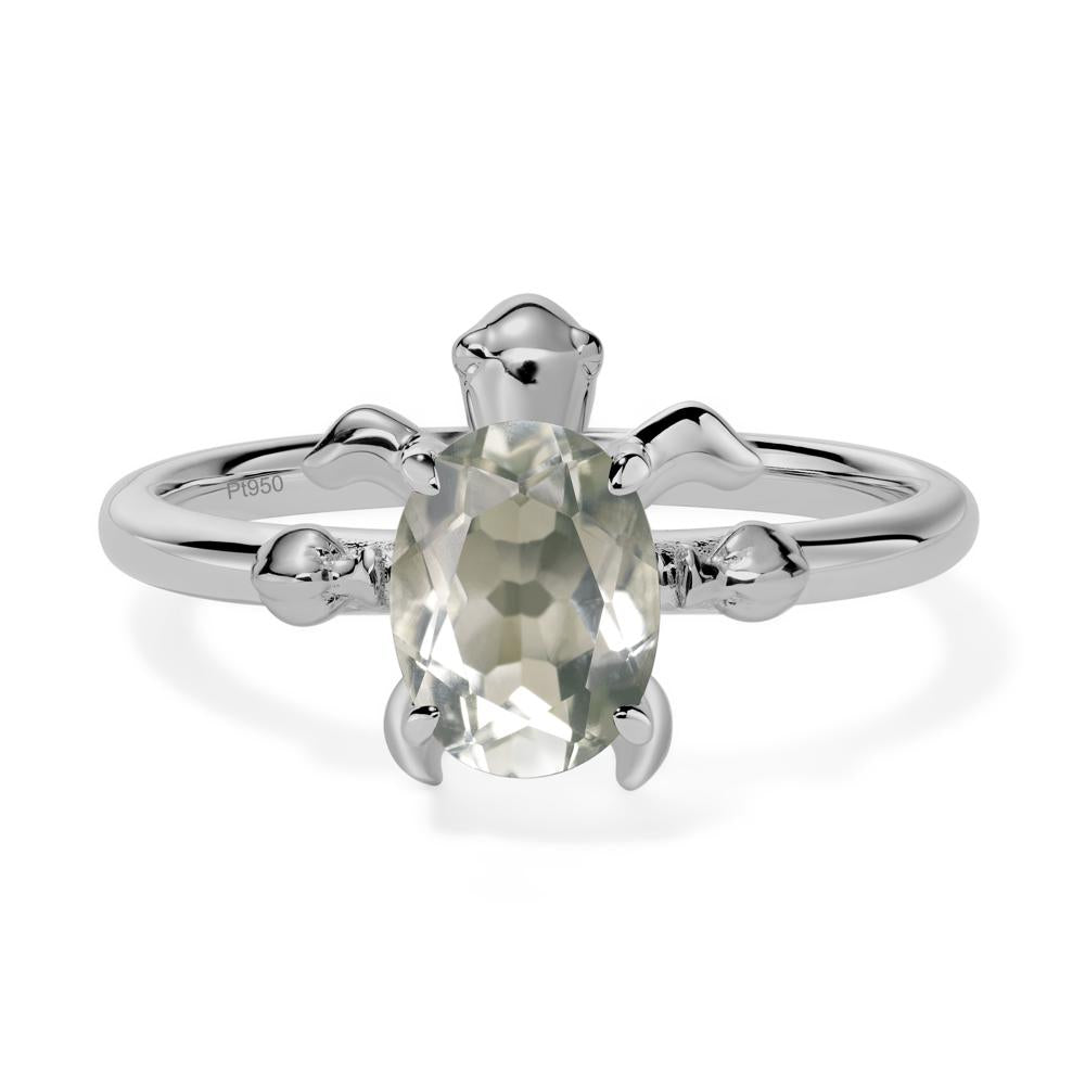 Oval Cut Green Amethyst Turtle Ring - LUO Jewelry #metal_platinum