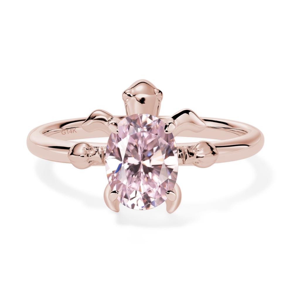 Oval Cut Pink Cubic Zirconia Turtle Ring - LUO Jewelry #metal_14k rose gold
