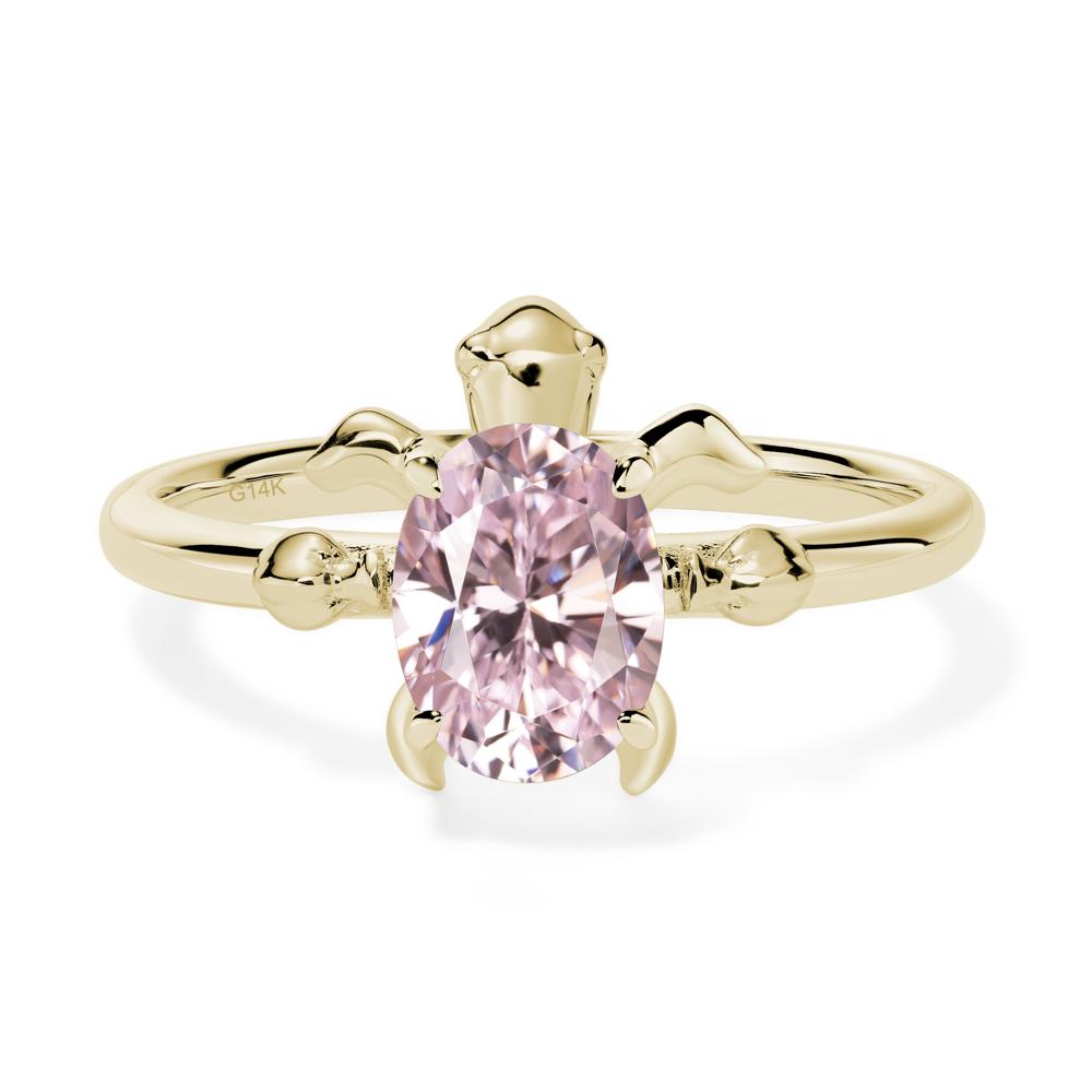 Oval Cut Pink Cubic Zirconia Turtle Ring - LUO Jewelry #metal_14k yellow gold