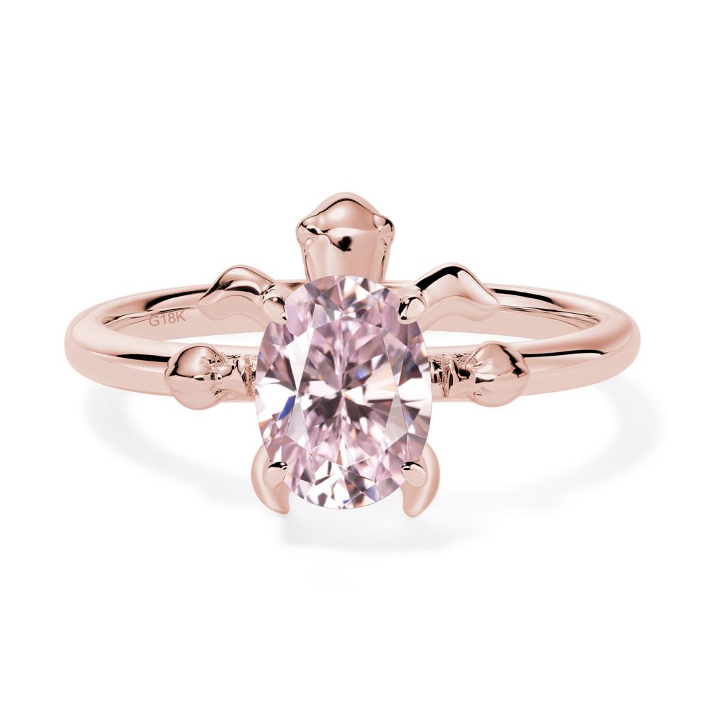 Oval Cut Pink Cubic Zirconia Turtle Ring - LUO Jewelry #metal_18k rose gold