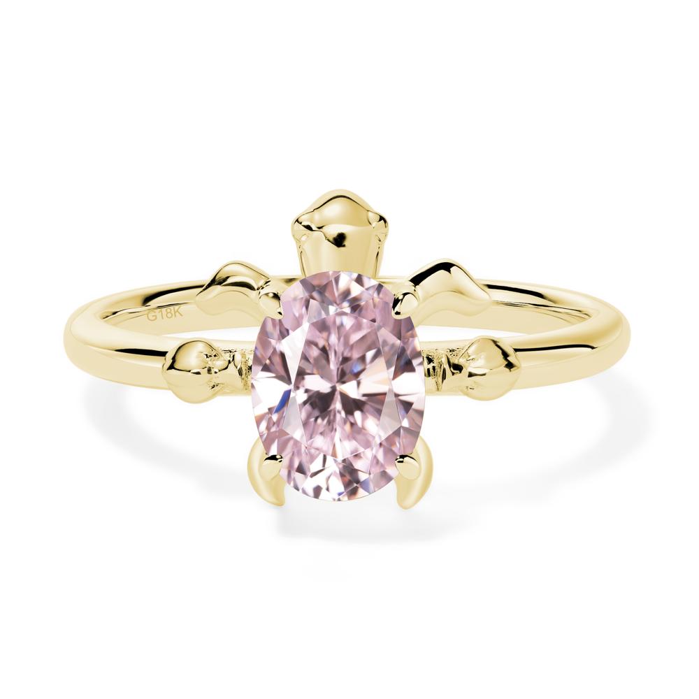 Oval Cut Pink Cubic Zirconia Turtle Ring - LUO Jewelry #metal_18k yellow gold