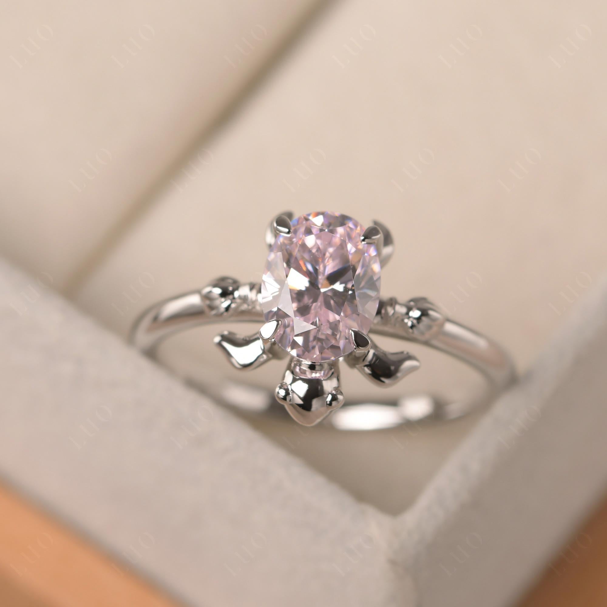 Oval Cut Pink Cubic Zirconia Turtle Ring - LUO Jewelry